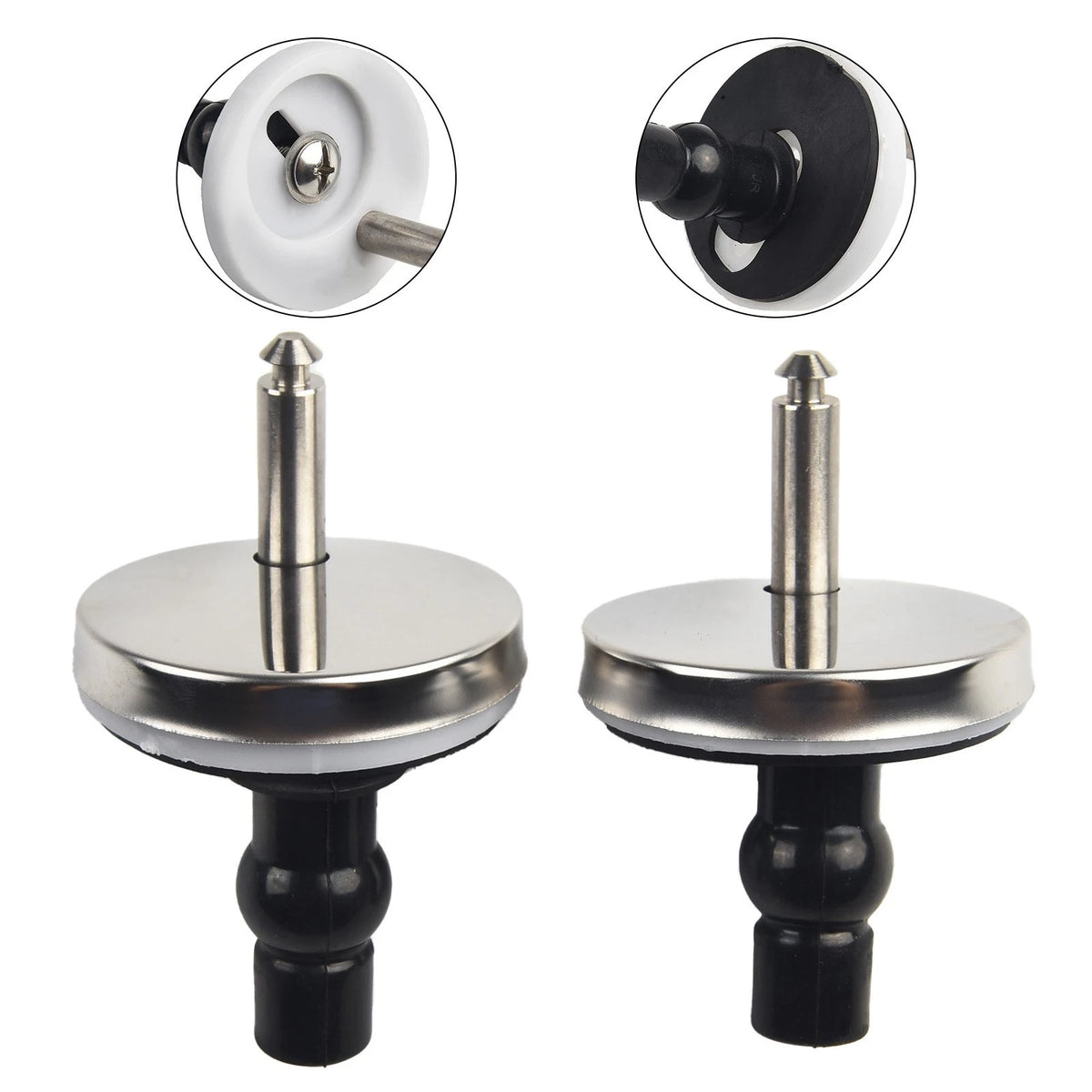 Set of 2 Toilet Hinges for Top Close Toilets - Silver & Black