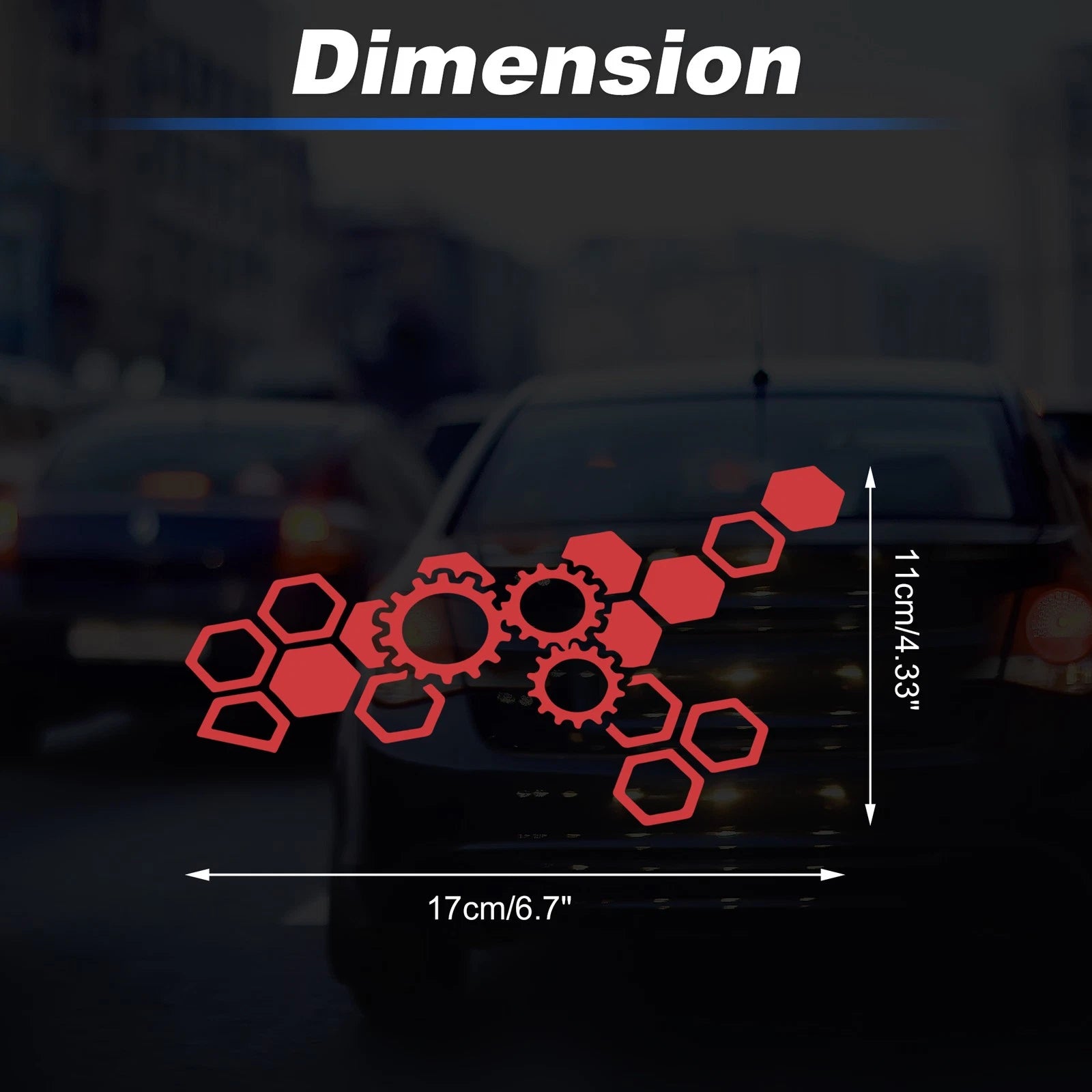 Reflective Bumper Decal for - Red Honeycomb Hexagon