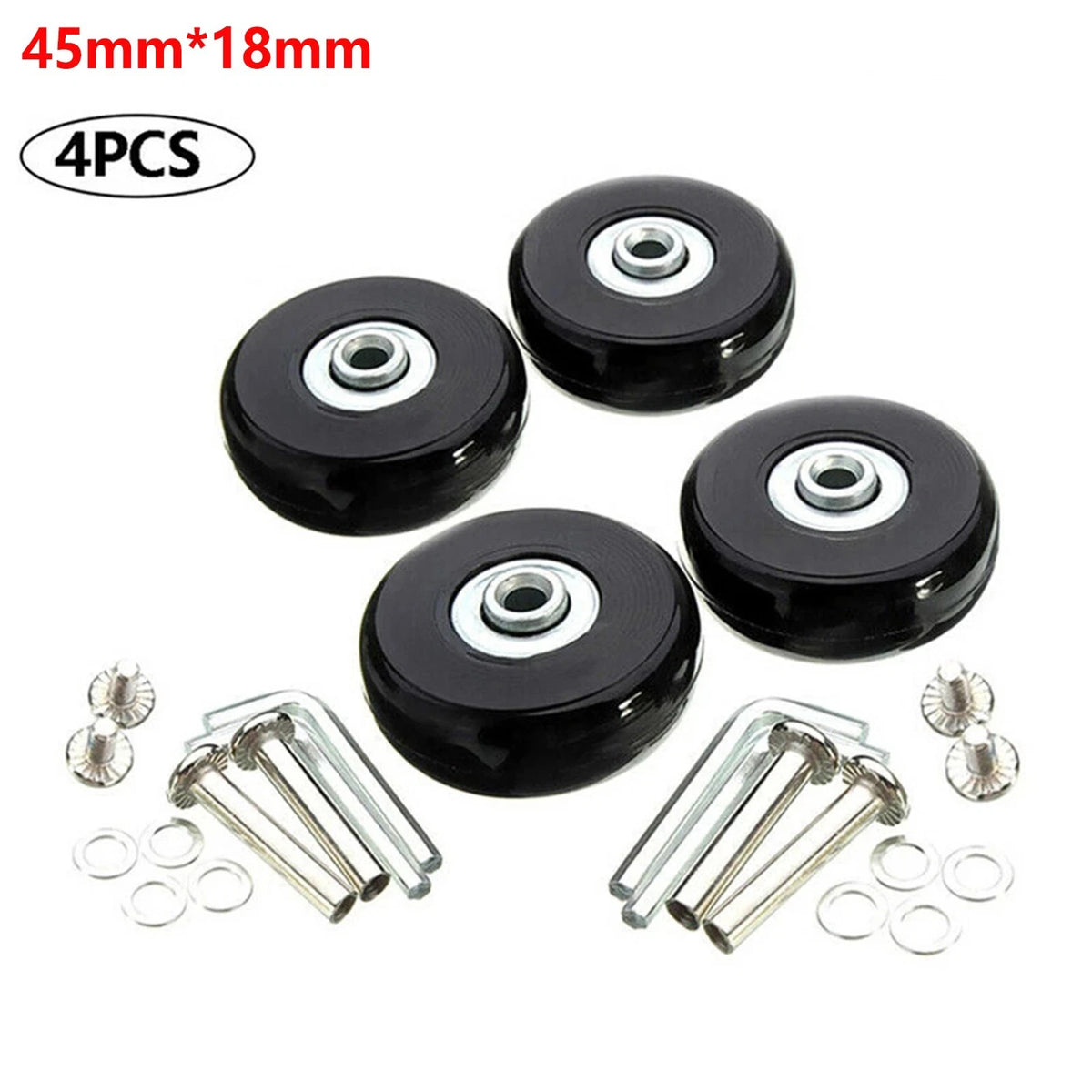 Set of 4 Black Rubber Luggage Wheels for Suitcases