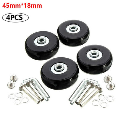 Set of 4 Black Rubber Luggage Wheels for Suitcases
