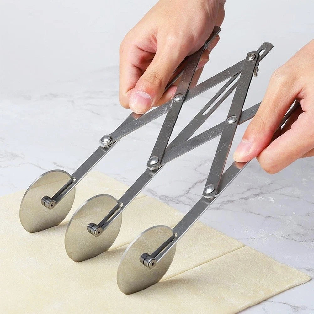 Stainless Steel Pizza Dough Cutter with Adjustable Wheel (3, 5, 7 Blades)