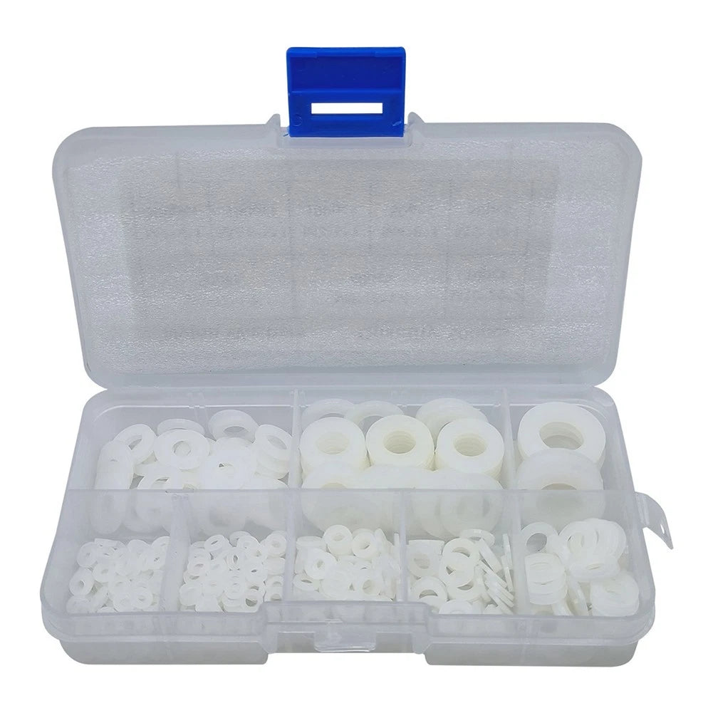 500pcs Nylon Washers Set 8 Sizes in Organizer Box