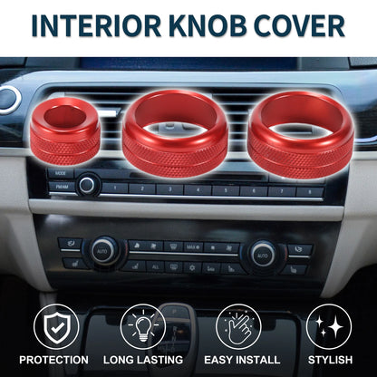 AC Media Switch Knob Cover Red 3 Pcs Replacement for BMW 1 2 3 4 Series (F20–F33)