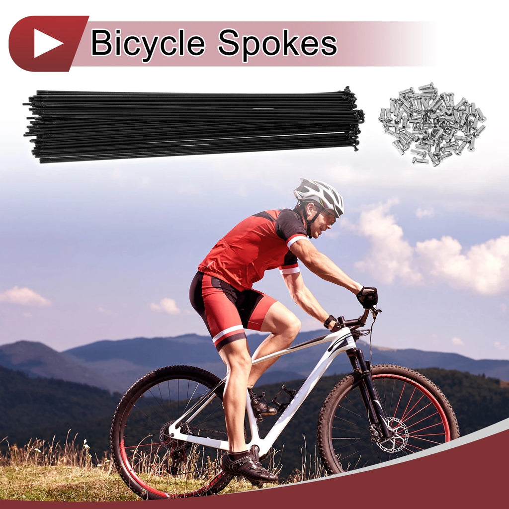 Bicycle Spokes Set 293mm Carbon Steel Black for 13G Wheel (72 Pack)