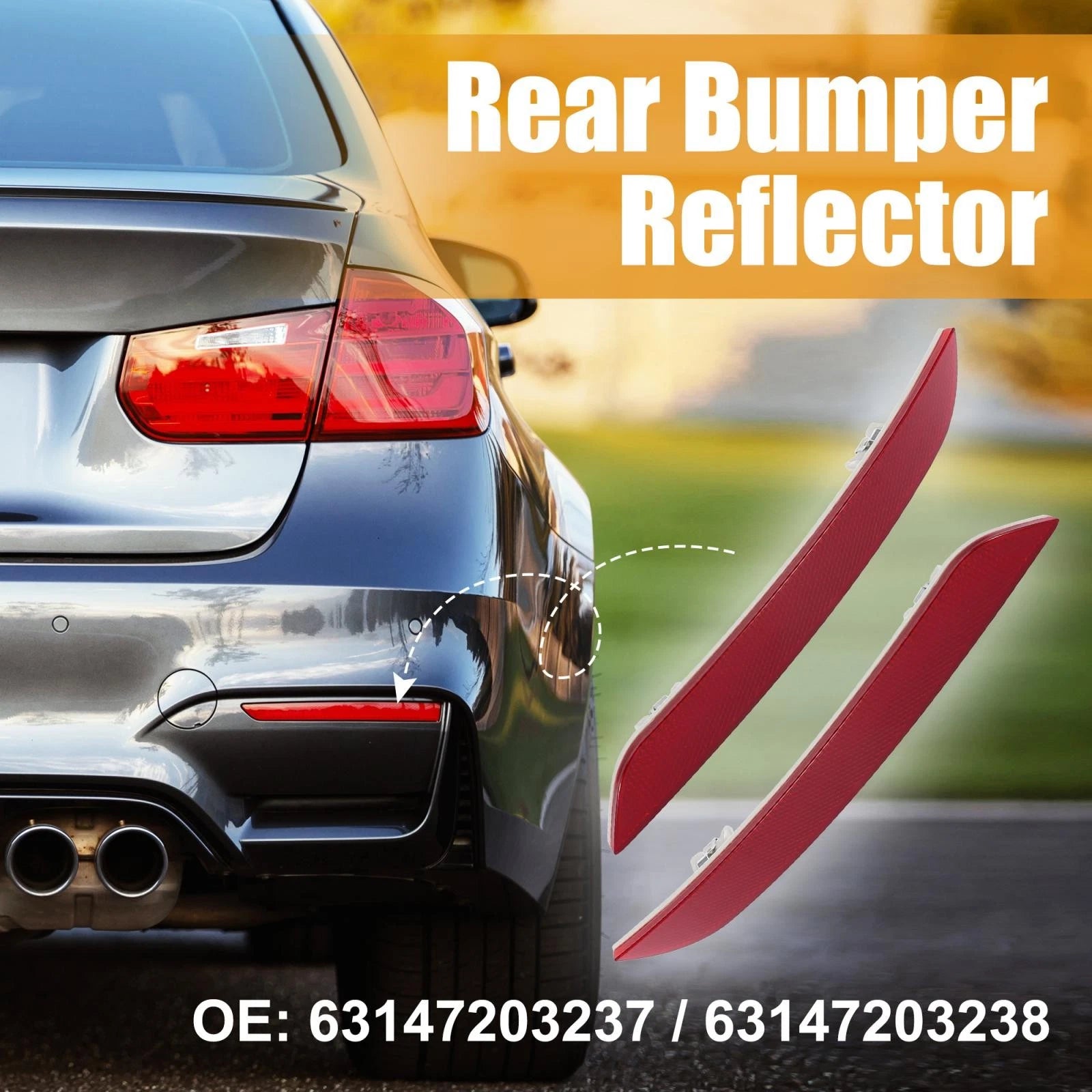 Rear Bumper Reflector Pair Left Right Replacement for BMW 550i (2008–2010)