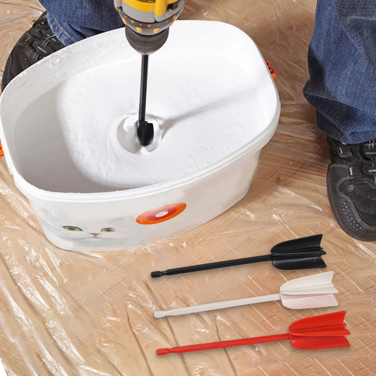 6PCS Epoxy Resin Mixer Attachments for Drill - Black/White/Red