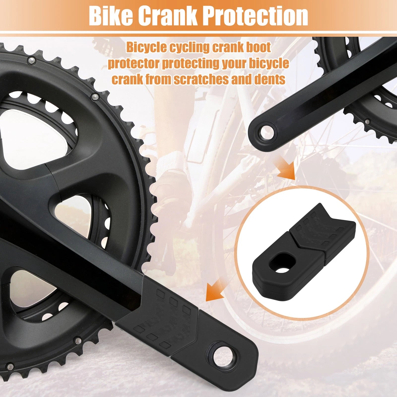 2 Set Silicone Bicycle Crank Boot Protectors for Black Crank Arms (Universal)