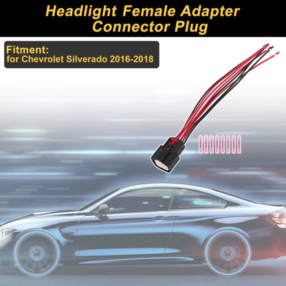 Set of 1 8 Pin Headlight Connector Plug for Chevrolet Silverado (2016–2018)