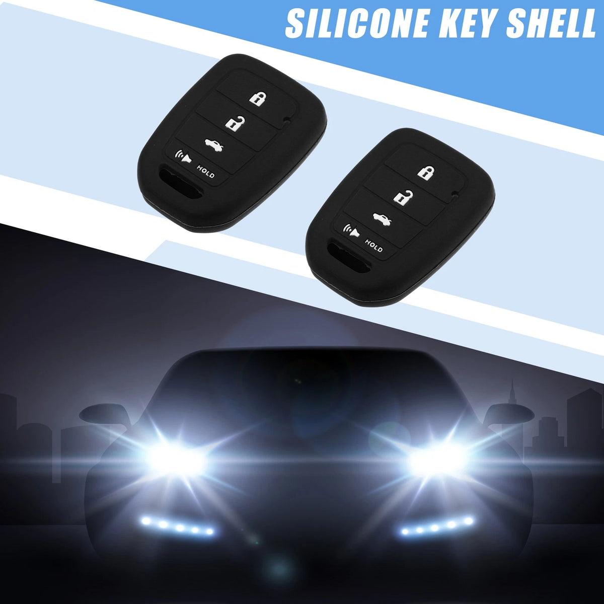 Smart Key Fob Cover Protector for Honda Civic Accord CR-V HR-V Black (2 Pack)