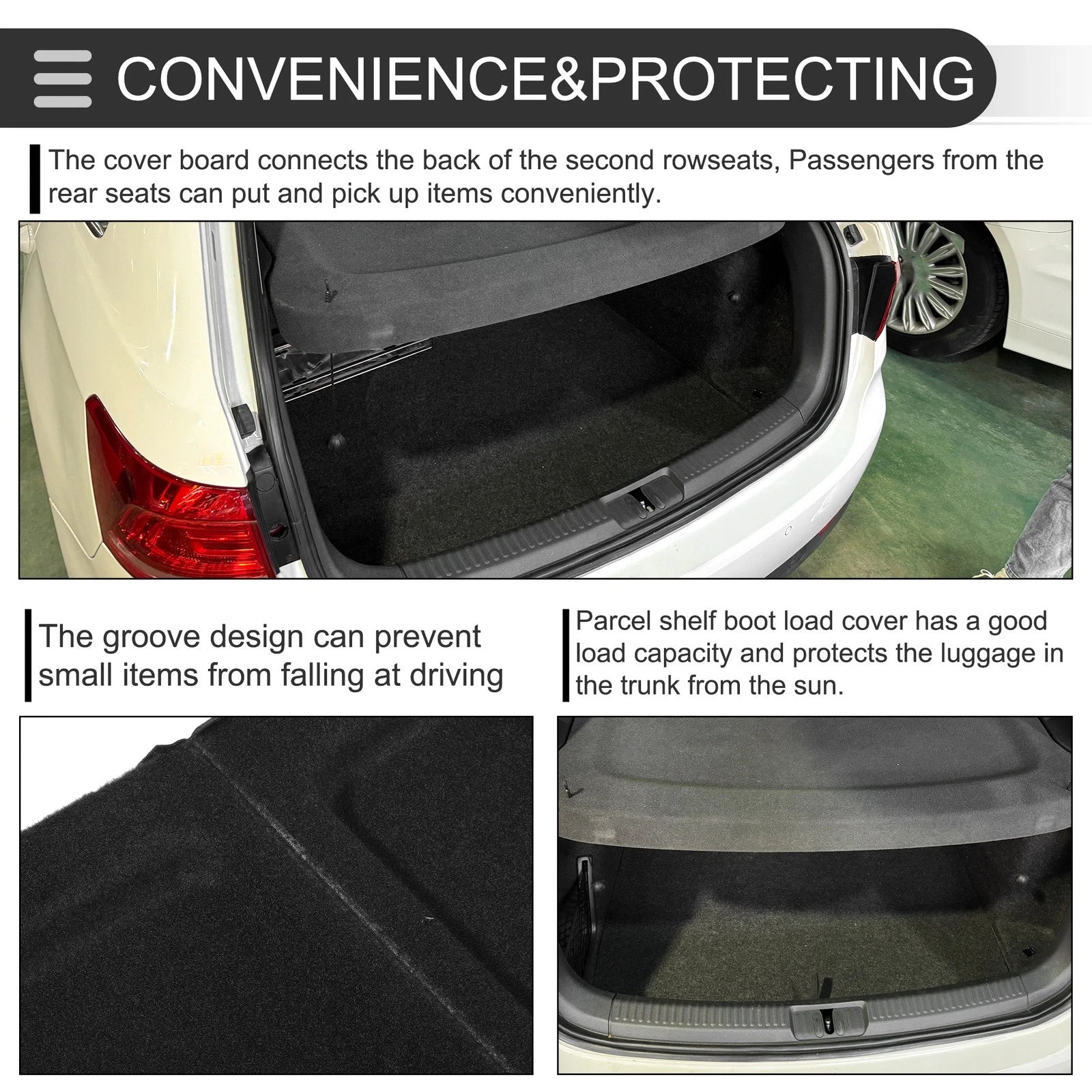 Parcel Shelf Boot Load Cover for Volkswagen Taos (2022–2024) Cargo Board Black