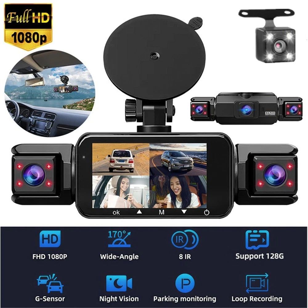360° Dash Cam for Front and Rear Inside (FHD 1080P)
