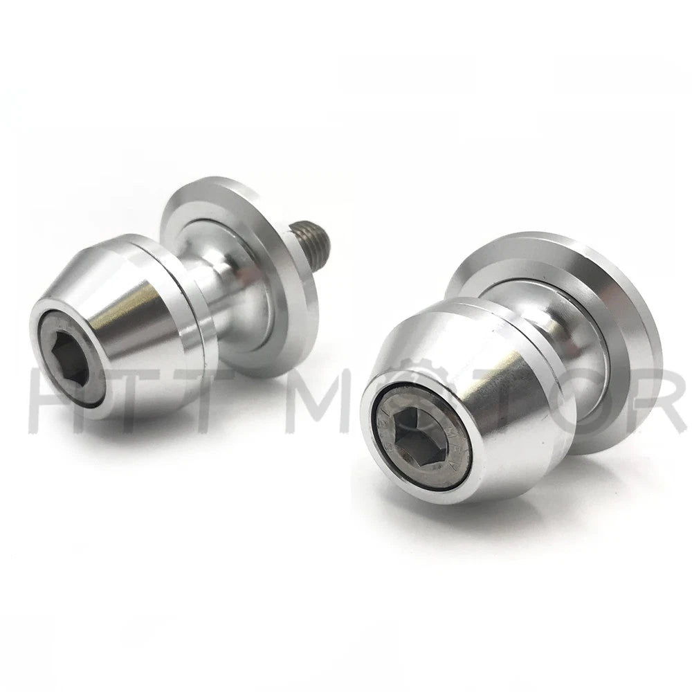 2X CNC Swingarm Spools Sliders for Universal Motorcycle 6MM Silver