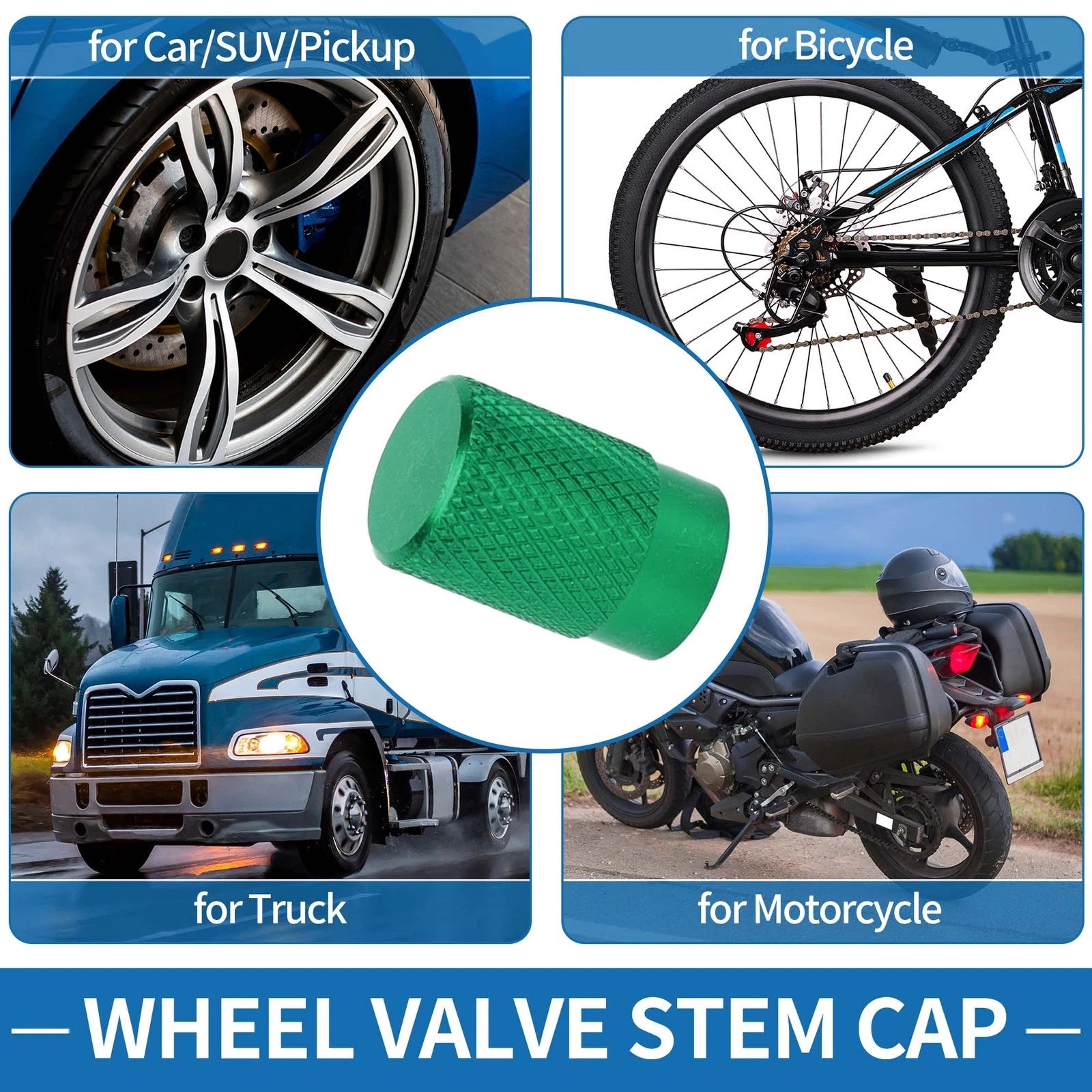 Tire Valve Stem Caps Replacement for Car SUV Bike RV 4 Pack (Universal)