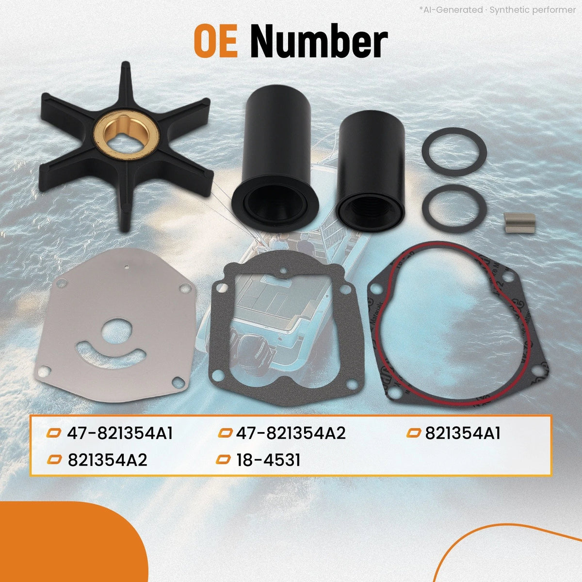Impeller Kit for Mariner 25 30 40 50 HP (1998–Present) 821354A1 821354A2