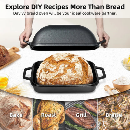 9QT Enameled Cast Iron Dutch Oven for Sourdough Baking