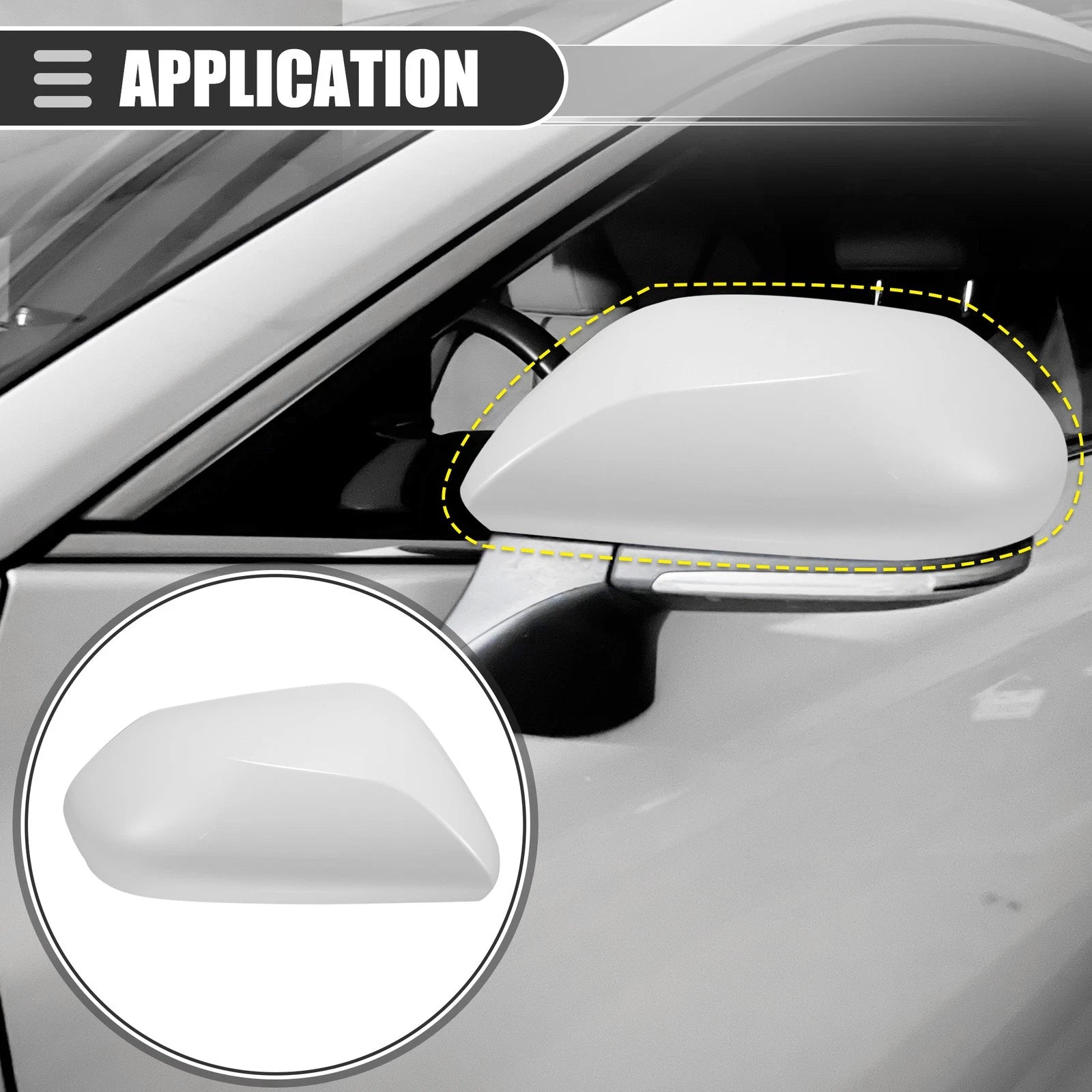Right Side Mirror Cover Cap Replacement for Toyota Prius 2016–2019 ABS White