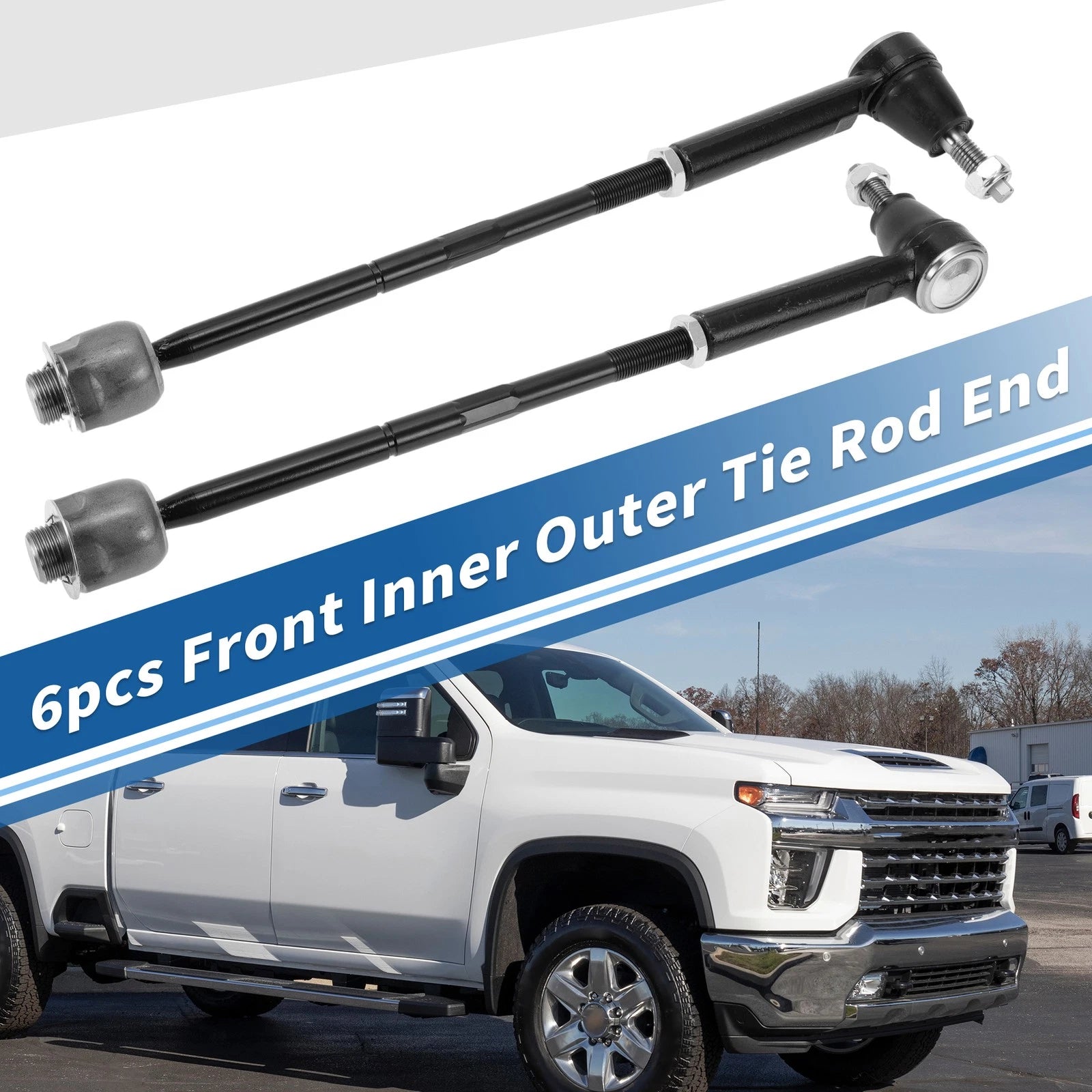 6pcs Front Inner Outer Tie Rod End Links for GMC Yukon (2007–2014)