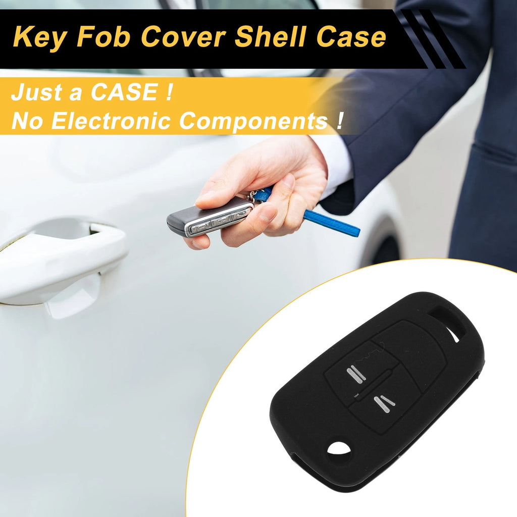 Black Silicone Key Case for Opel Corsa D (2006–2014) - 2 Buttons