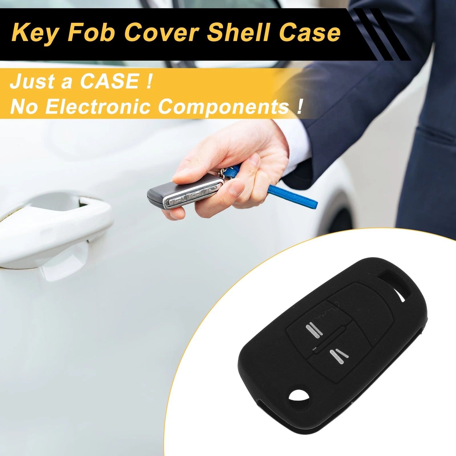 Black Silicone Key Case for Opel Corsa D (2006–2014) - 2 Buttons
