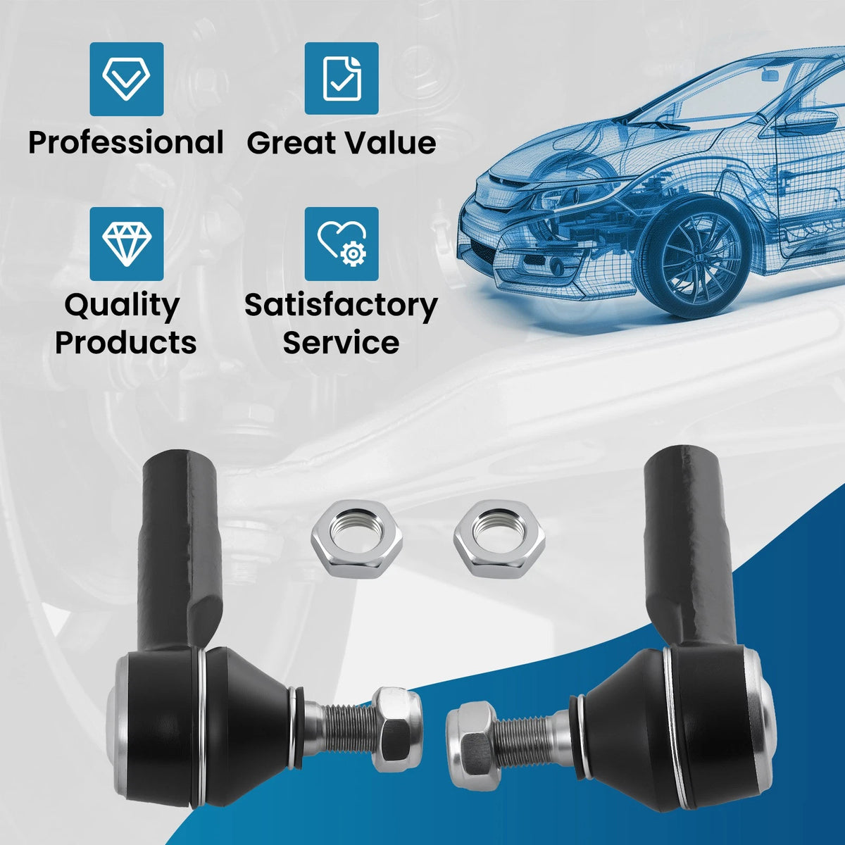 2X Front Outer Tie Rods Kit for Nissan Maxima Altima Infiniti I35 (1995–2008)