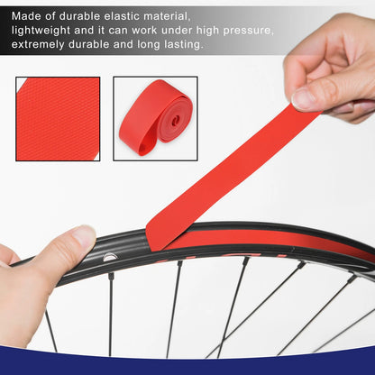 Wheel Rim Strip Tape Liner PVC Red for 24 Inch Bike Bicycle (2 Pack)