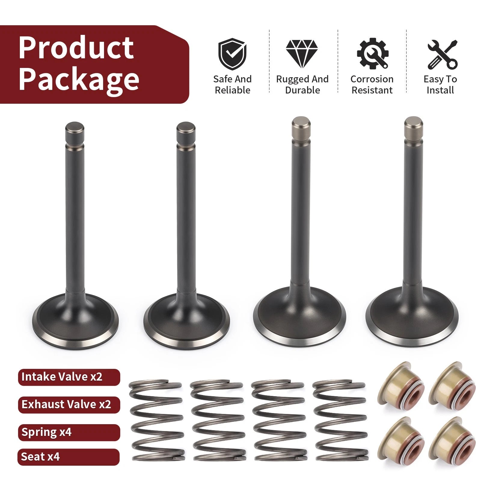 Intake Exhaust Valves & Seals for EZGO 295cc 350cc Gas Golf Cart (1992–1995)