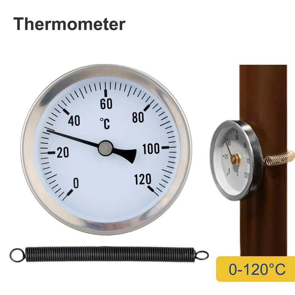 Bimetal Thermometer Pipe Temperature Gauge 0 to 120 Celsius