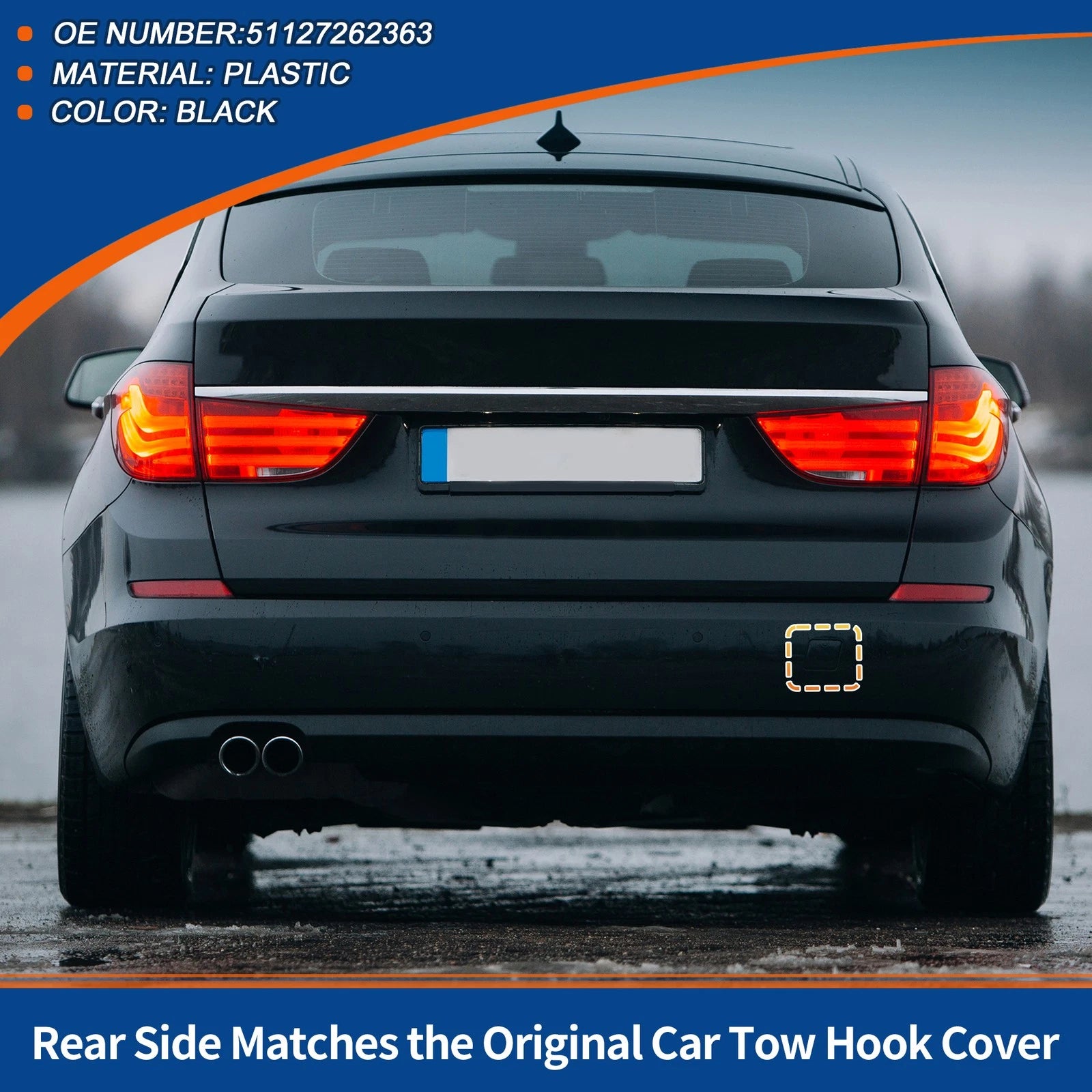 Rear Tow Hook Cover Replacement for BMW 535i 550i GT (2010–2013)