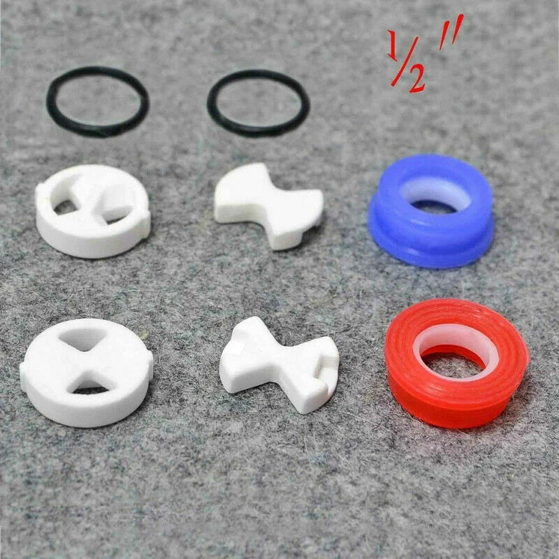 Set of 8 Valve Tap Replacement Ceramic Disc & Silicone Washer Gasket Inserts
