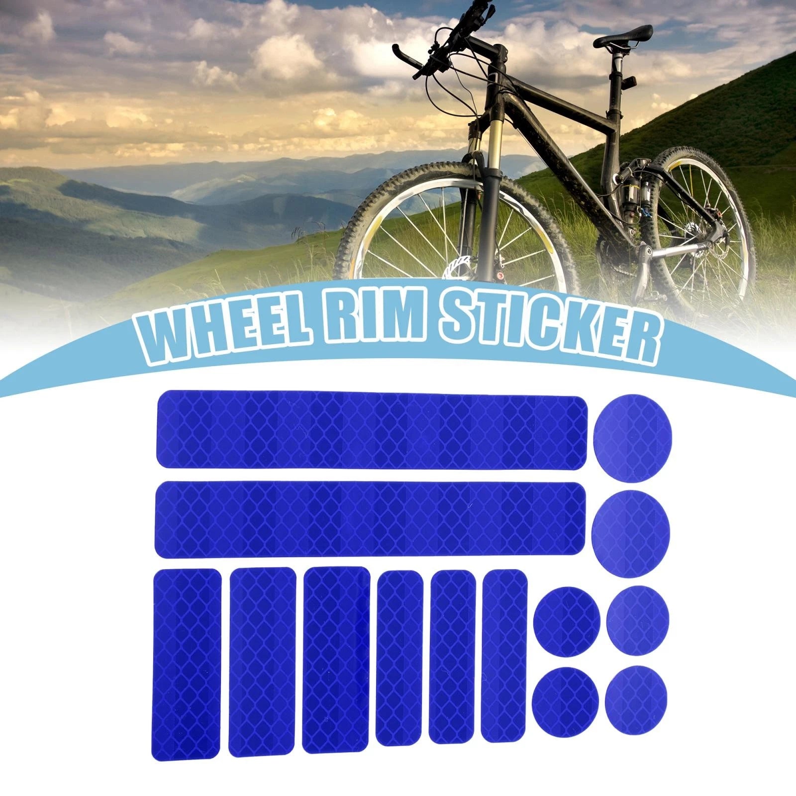 14pcs Universal Reflective Stickers Adhesive Tape for Bicycle Car (Blue)
