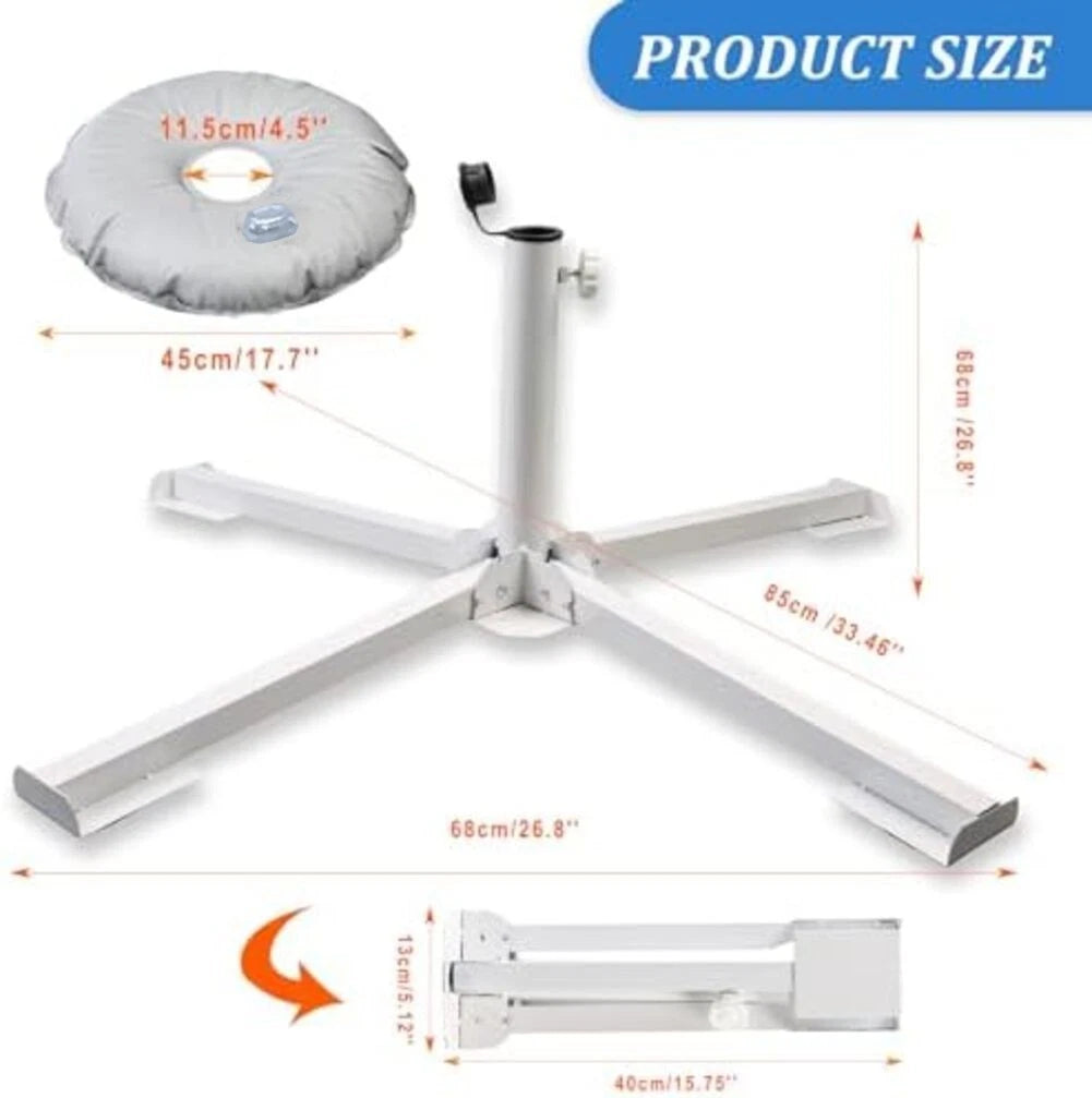 Adjustable Metal Base for Garden Parasols with Water Bag Stability
