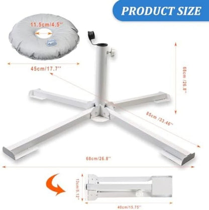 Adjustable Metal Base for Garden Parasols with Water Bag Stability