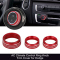 3pcs AC Climate Control Ring Knob Trim Cover for Dodge Challenger Charger (2015–2023)
