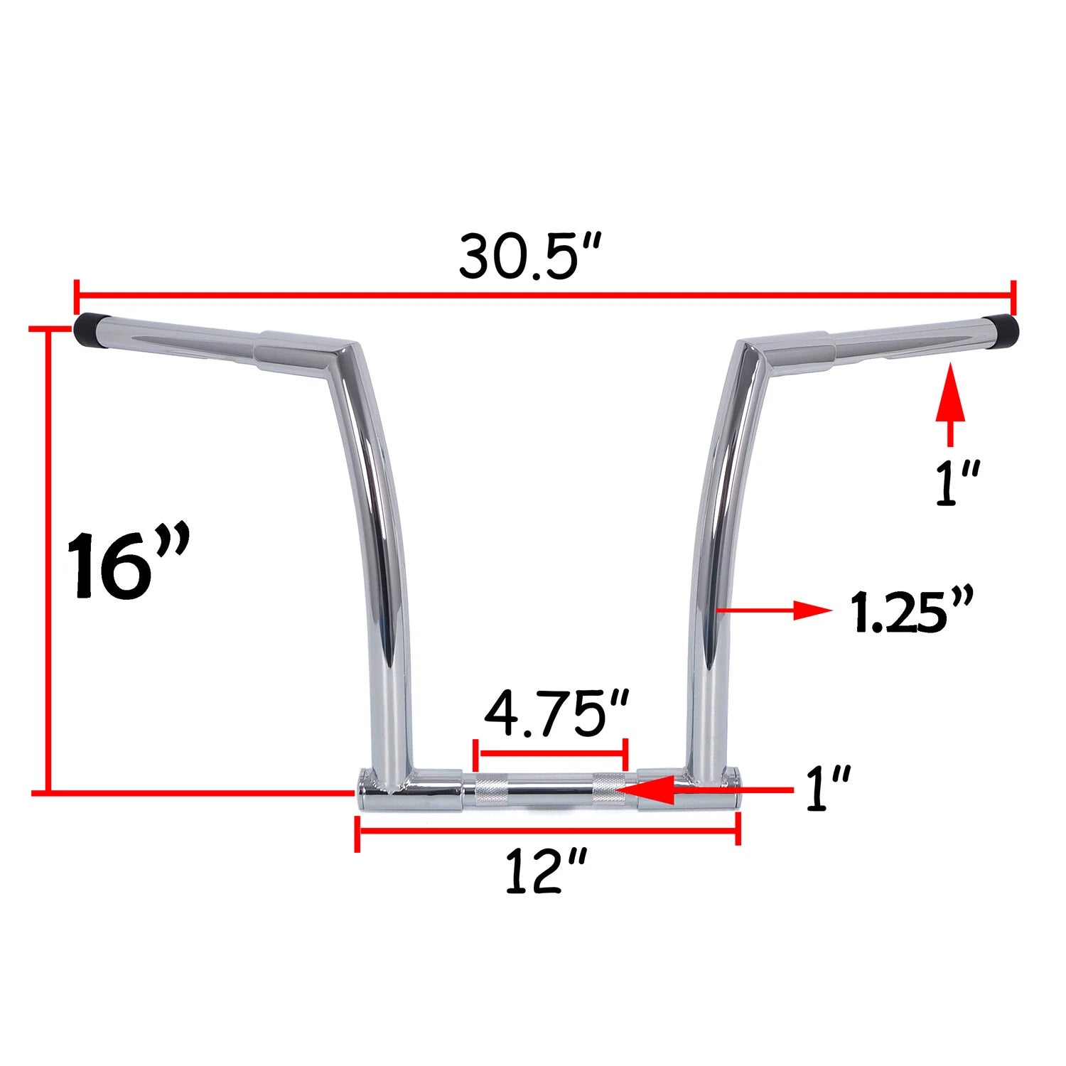 Chrome 16" Rise Handlebar Ape Hanger for Harley FXDLS (2016–2017), FLS FLSS FLSTC (2000–2017)