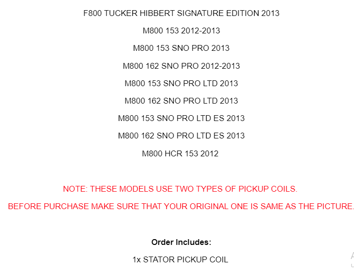 Stator Pickup Coil Replacement for Arctic Cat F800 M800 (2012–2013)