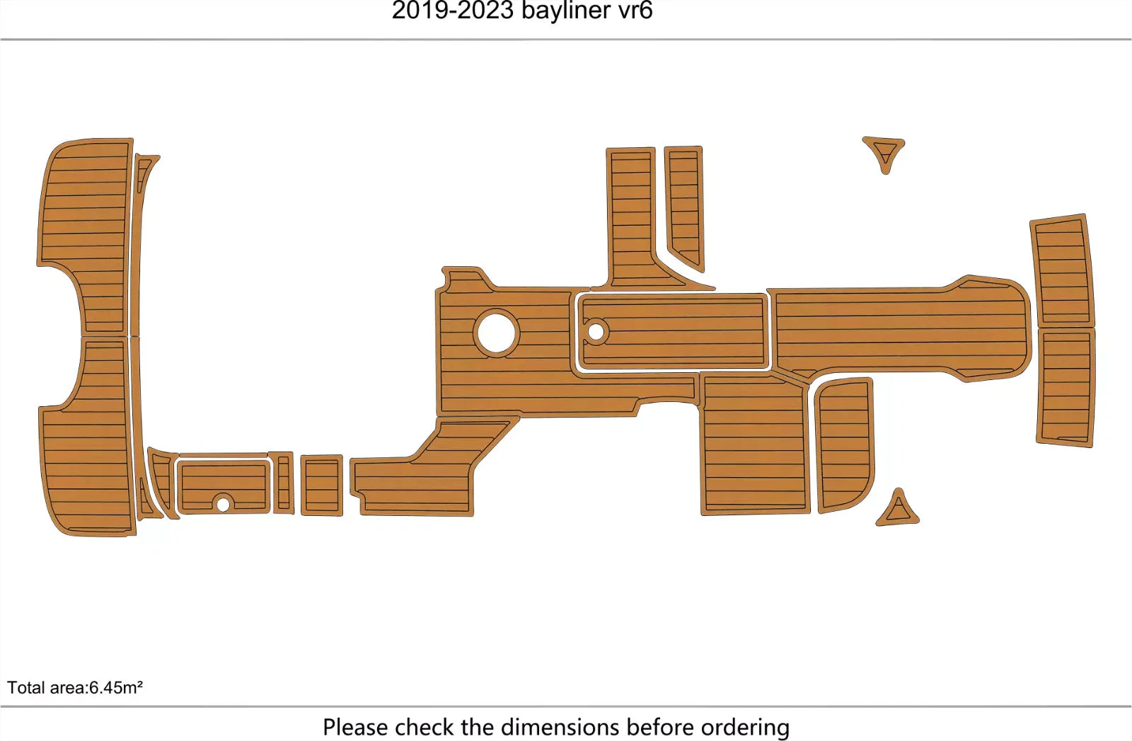 EVA Foam Faux Teak Deck Flooring Cockpit Pads for Bayliner VR6 (2019–2023)