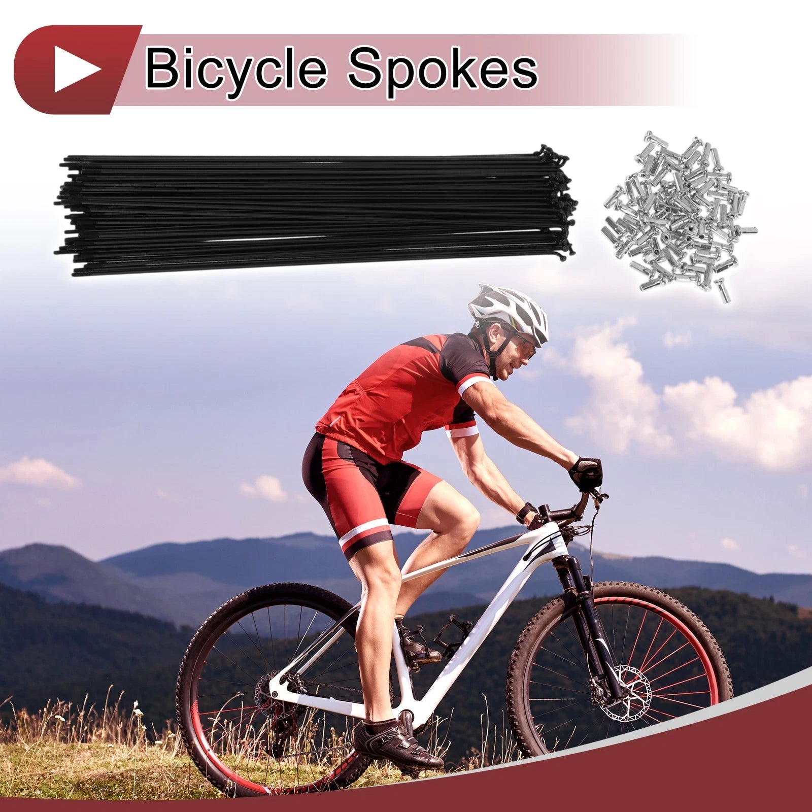 Bicycle Spoke Set 251mm Carbon Steel Black for 14G Wheel (2009–2015)