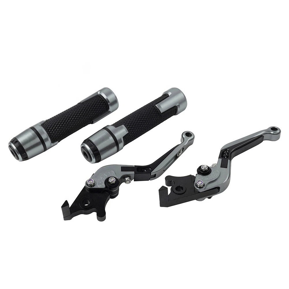 Titanium Extendable Brake Clutch Levers Handlebar Grip Set For Kawasaki ZX6R 636