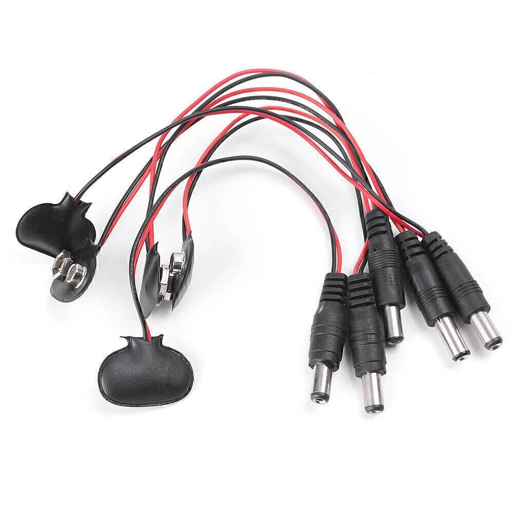 5 pcs 9V DC T Type Battery Power Cable Barrel Jack Connector