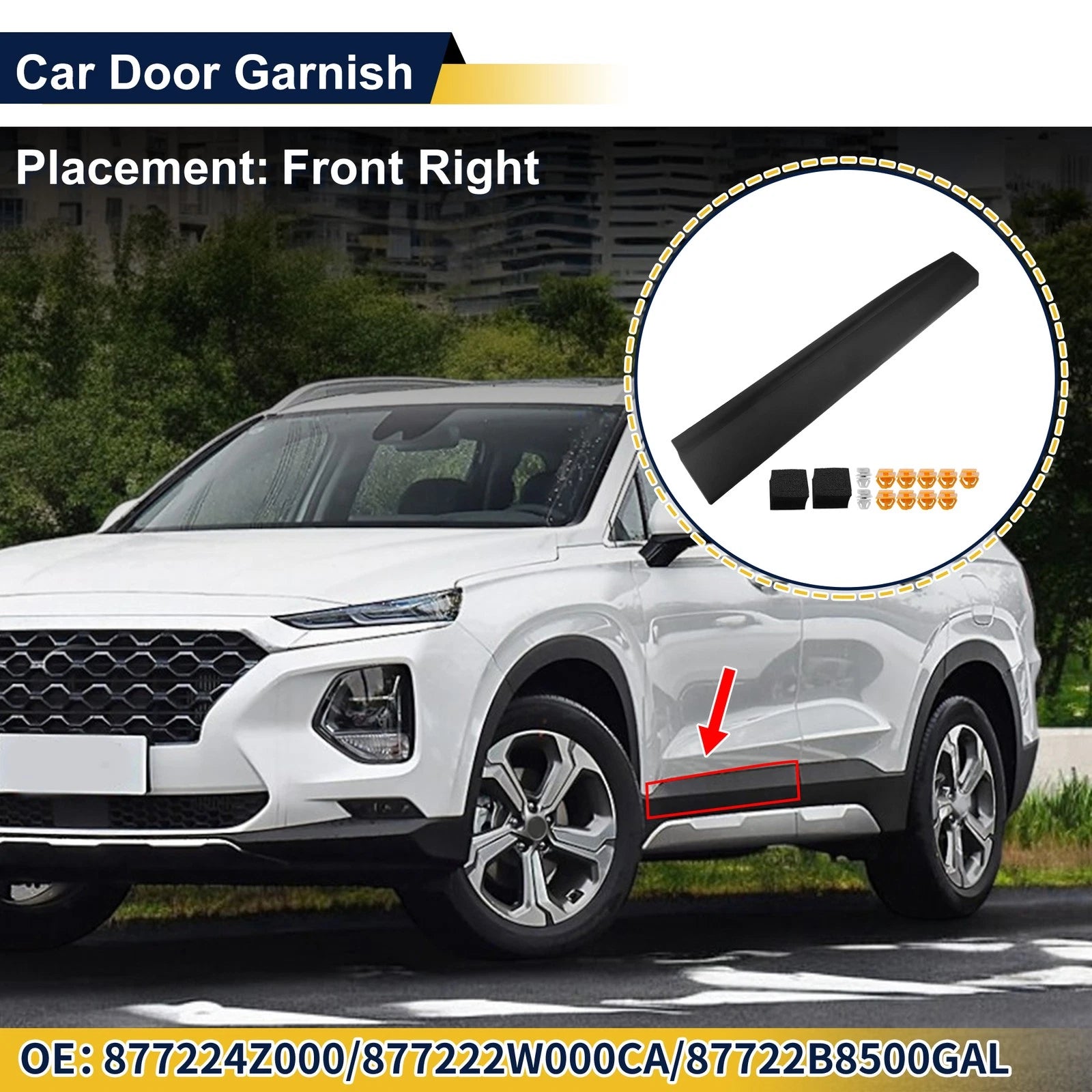 Door Lower Trim Panel Front Right Replacement for Hyundai Santa Fe (XL) (2019–2024)