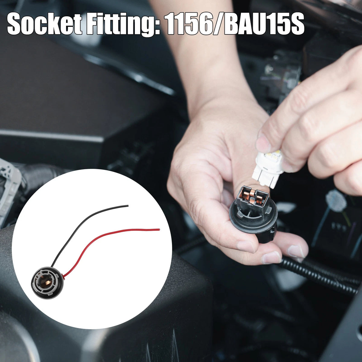 1156/BAU15S Pigtail Socket Wiring Harness Connector for Car Turn Signal Light (2010–2023)