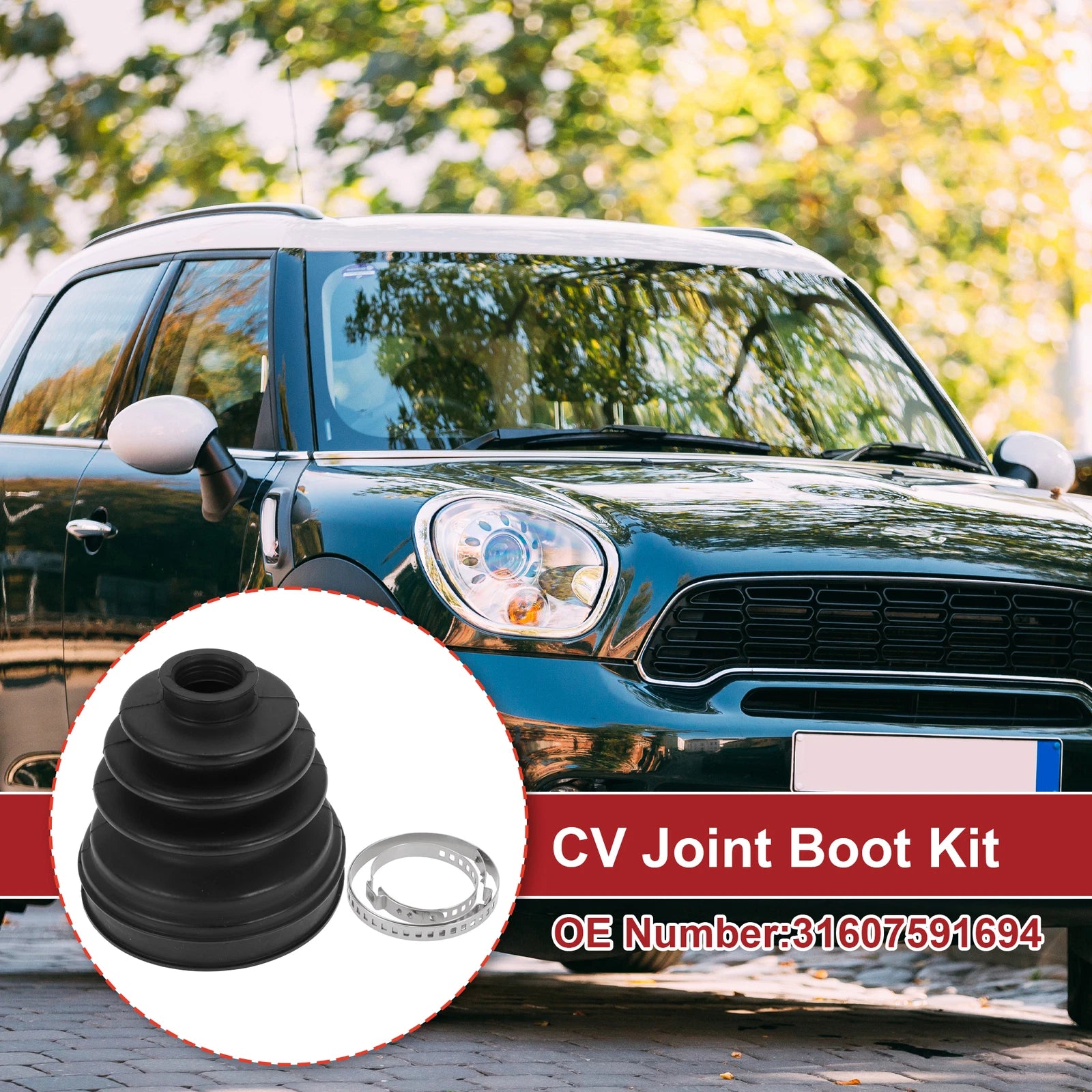 Inner CV Joint Boot Kit w/ Clamps for Mini Cooper (2007–2015) 31607591694
