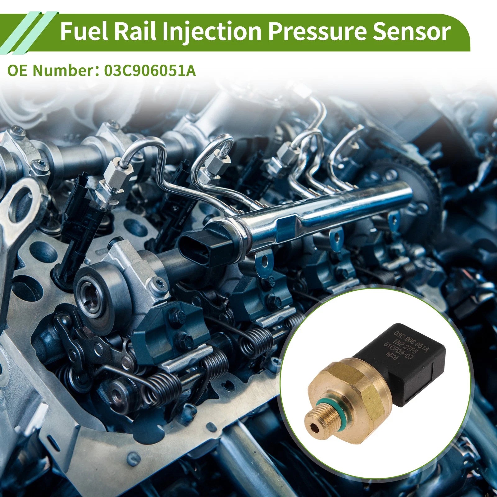 Fuel Injection Pressure Sensor OEM Replacement for Audi A3 8P1 (2003–2007)