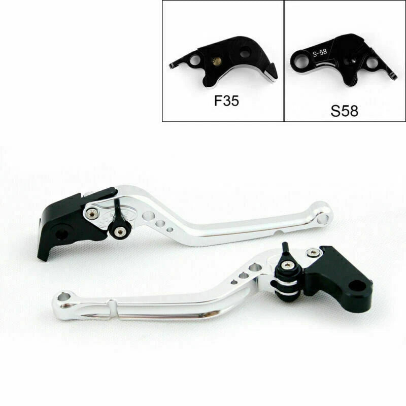 Long Brake Clutch Levers for Suzuki GSXR600 GSXR750 GSXR1000 (2005–2010) Silver