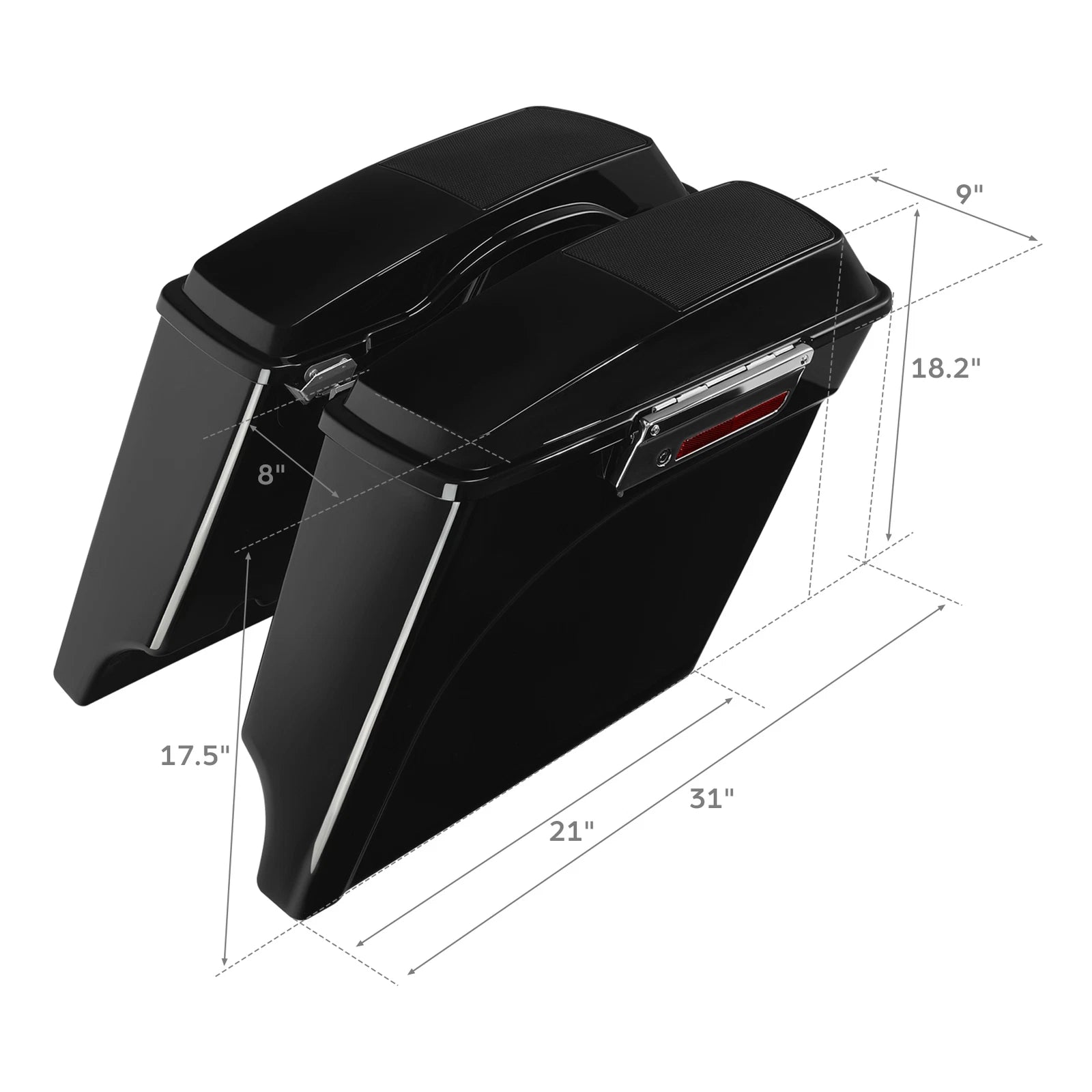 5" Stretched Saddle Bags & Conversion Bracket for Harley Softail Fatboy (1984–2017)