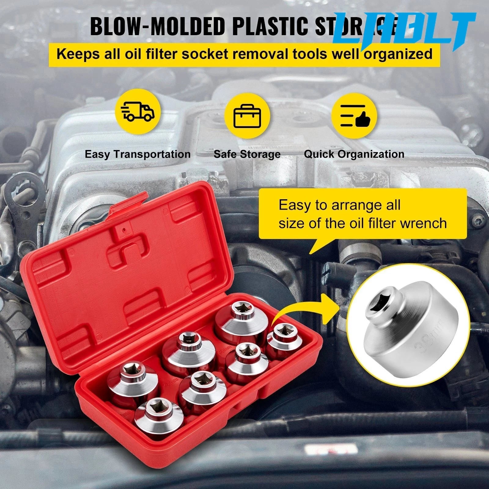 7-Piece Oil Filter Wrench Socket Tool Kit for (3/8")