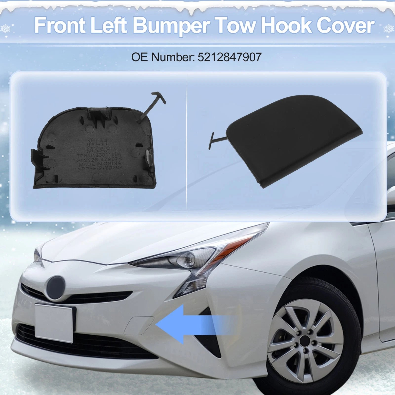 Tow Hook Cover Cap Left Front for Toyota Prius (2012–2015)