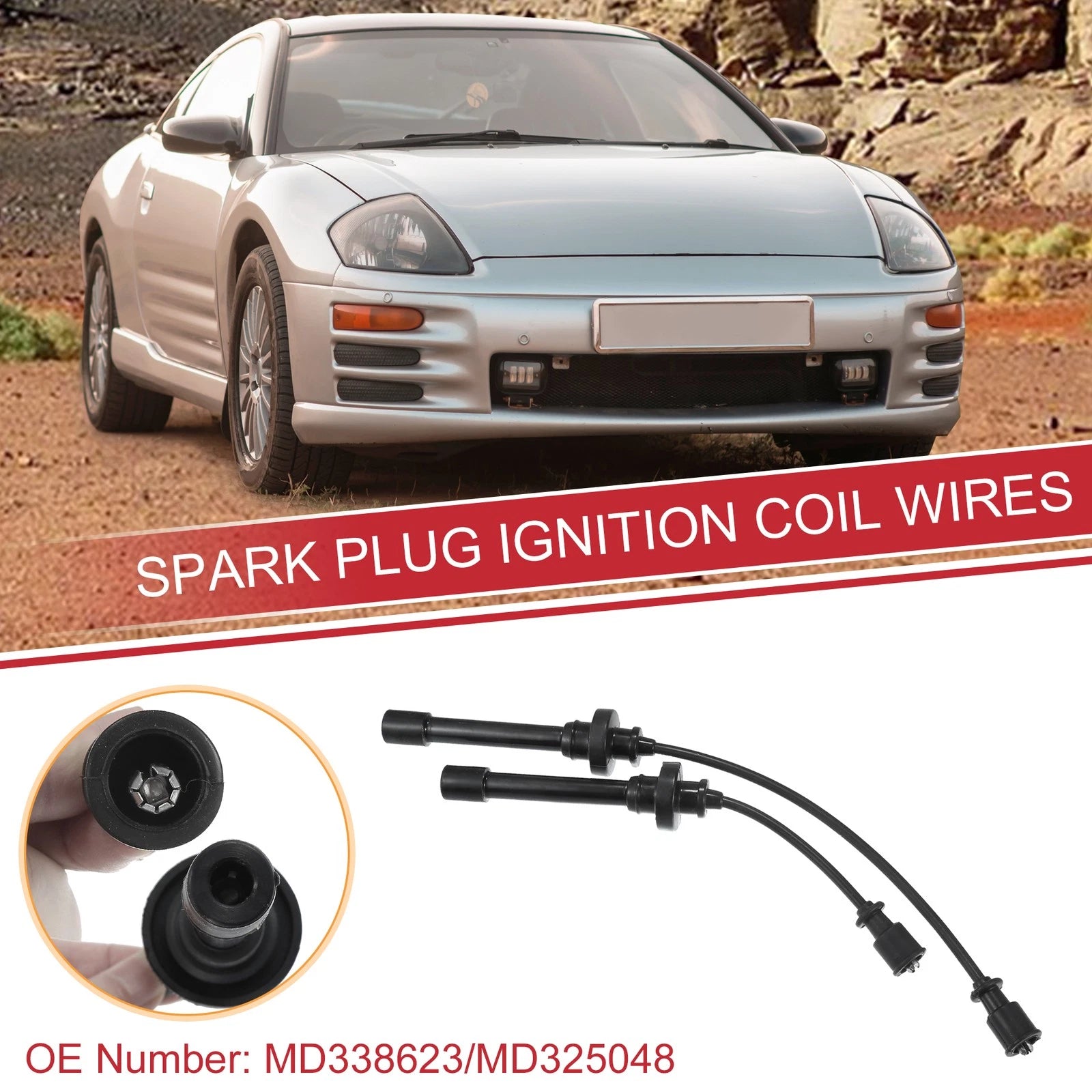 2Pcs Spark Plug Wire Ignition Coil Cable for Mitsubishi Lancer (2002–2006)