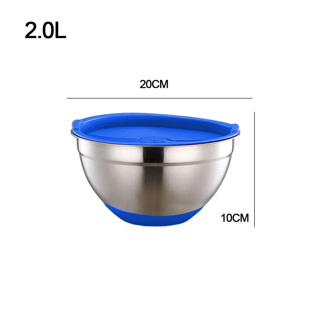 Stainless Steel Salad Serving Bowl with Secure Base