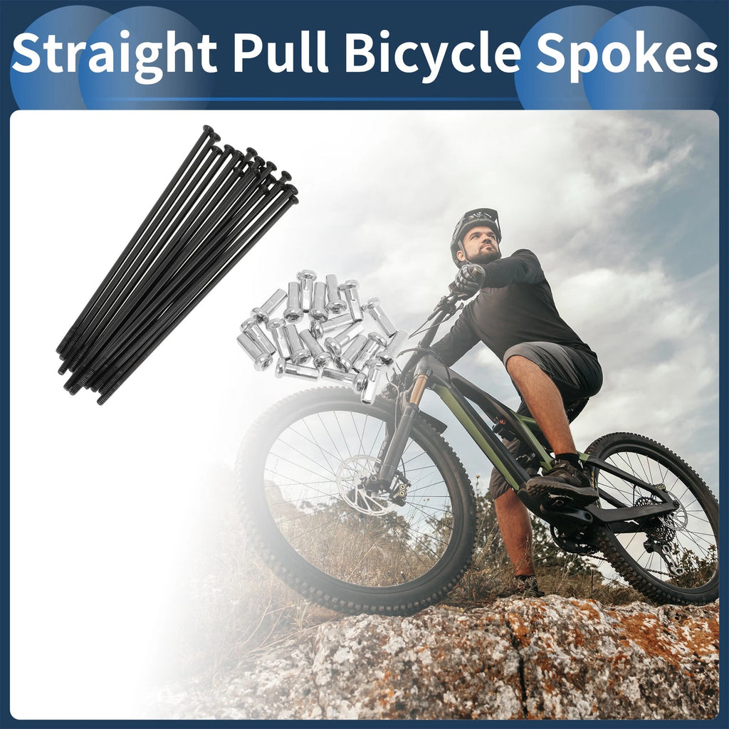 Bicycle Spokes Replacement 85mm Straight Pull for 14G Black (1 Set)